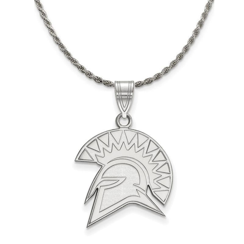 Sterling Silver San Jose State Large Logo Pendant Necklace - 22 Inch